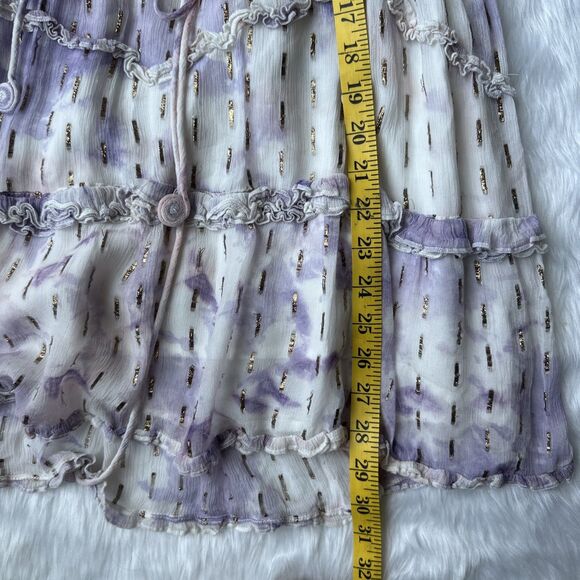 Hemant and Nandita Vivian Dress M Tiered Purple White Shower  Size XS - Picture 10 of 11